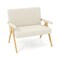 Plush Sherpa Loveseat Sofa with High-Density Cushion and Rubber Wood Legs for Home Decor